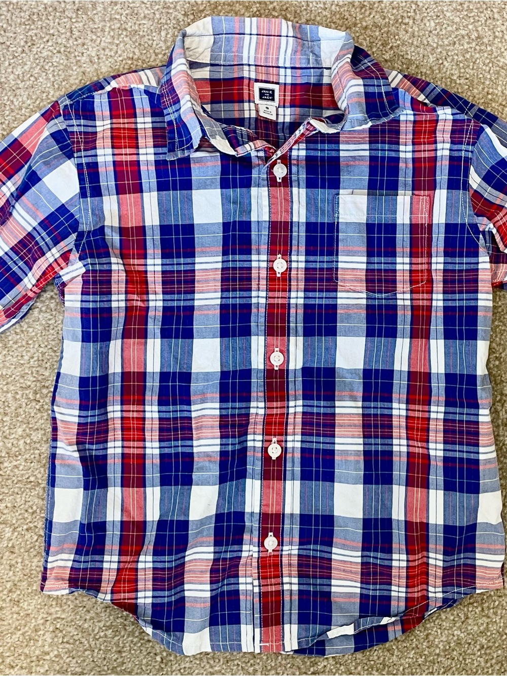 Janie and Jack Blue, Red & White Plaid Button-Down Shirt